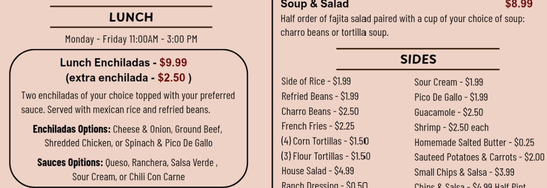 Lunch Special (2Enchilada,rice,beans)